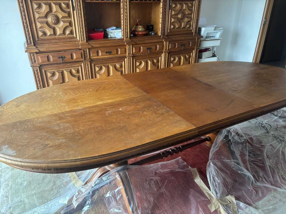 Mesa de Jantar Extensivel de Madeira e 9 Cadeiras (BOM remodelar DIY)