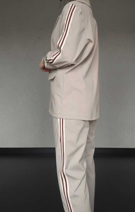 Komplet dresowy elegancki żakiet spodnie miejski fango beżowy m 38