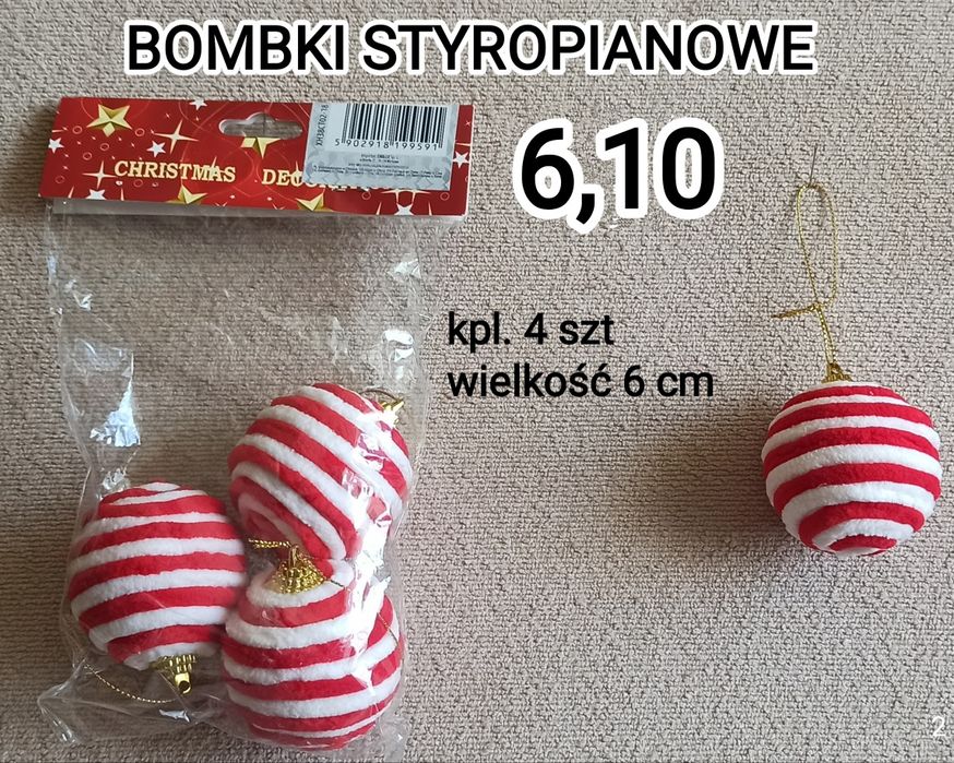 Bombki styropianowe paski