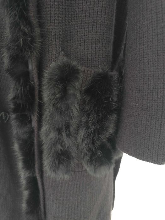 Kardigan z naturalnym futerem