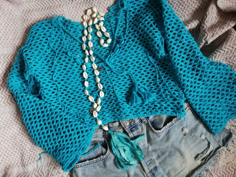 Długi naszyjnik z muszelek i kamieni naturalnych BOHO3GIRLS chwost