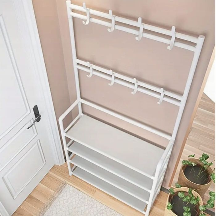 WIESZAK biały 172cm z półkami organizer ubrań butów
