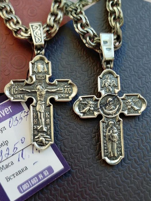 Срібний хрестик кулон ладанка серебряная срібло серебро крестик  925