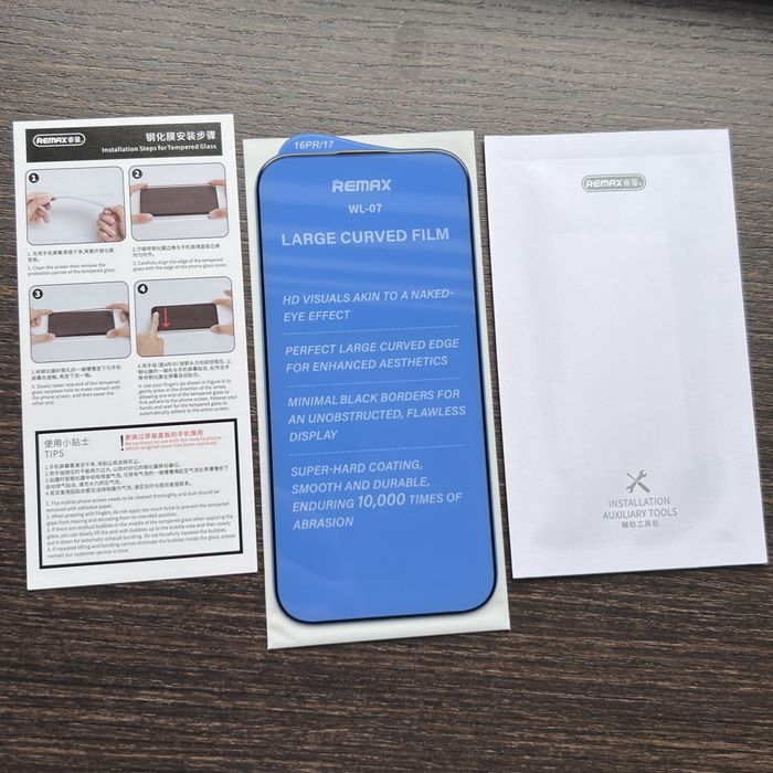 Захисне скло Remax WL-07 (Arge) | для iPhone 17 / 16 Pro | ПОВНОЕКРАННИЙ ФОРМАТ | ОРИГІНАЛ | НОВЕ !