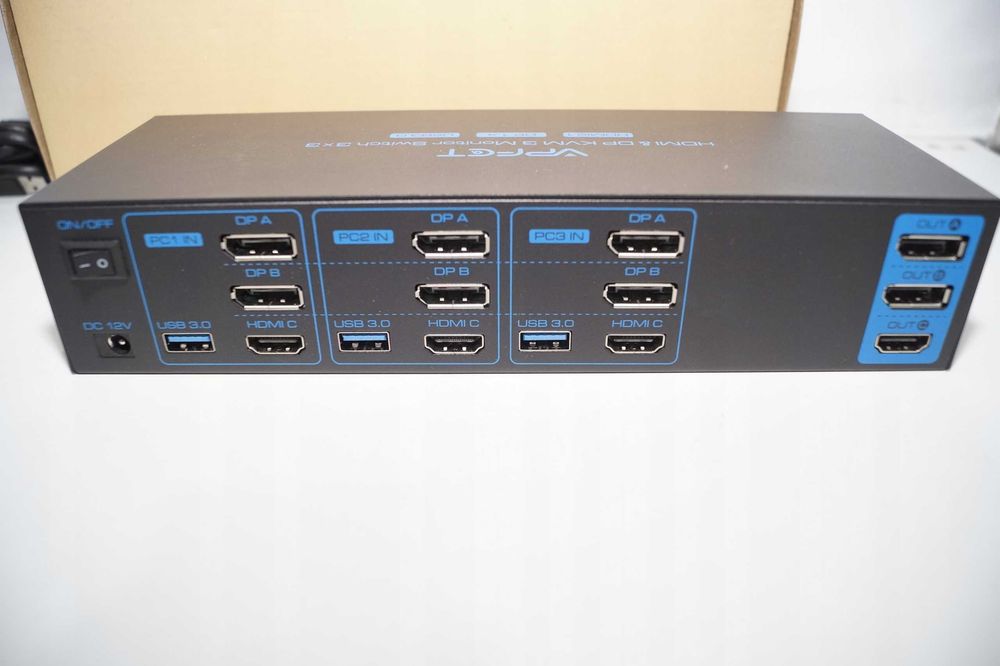 1966 Przełącznik KVM VPFET VP-SW332 8K60Hz 3xPC 3xMonitor 4K144Hz 4xUSB 3.0