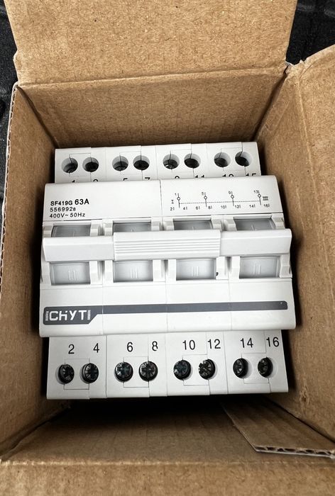 Перемикач навантаження типу 1-0-2 4Р 63А на DIN рейку