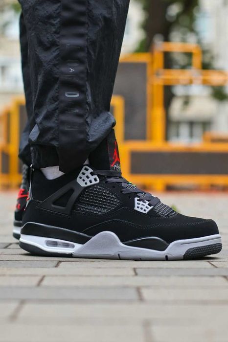 Кросівки Nike Air Jordan Retro 4 Black/Grey/Red premium | Кроссовки Найк чоловічі жіночі