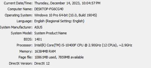komputer I5-10400F, NVIDIA 1050 2 GB, 16 GB DDR4 2400 MHz