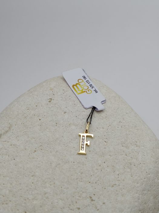 Złota Zawieszka Literka "F" Pr.585 Nowa Zapraszamy