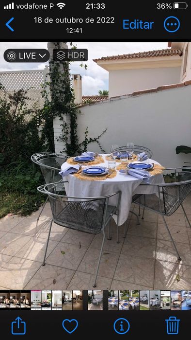 Mesa de ferro e cadeiras