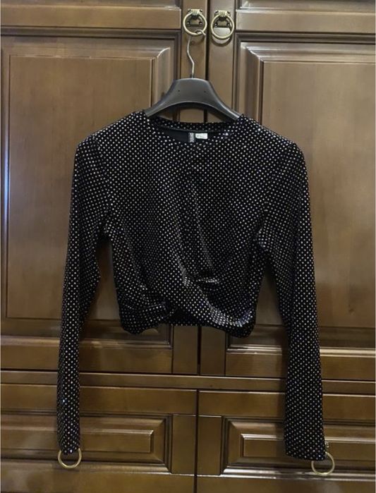 Блискучий топ з довгим рукавом