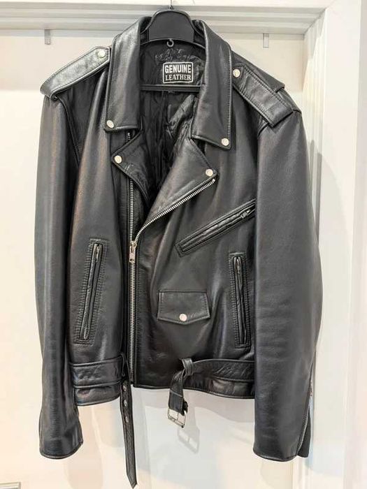 Jaqueta de couro legítimo preta estilo motociclista – Motobiker