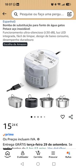 Bomba para fonte de agua