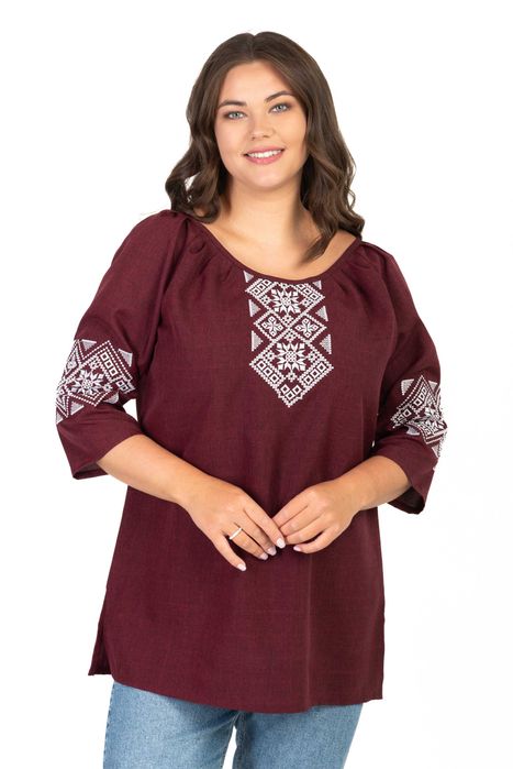 Жіноча блуза з вишивкою Любава рукав 3/4 (в різних кольорах)