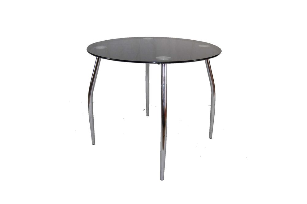 Stół okrągły blat czarny nogi chrom