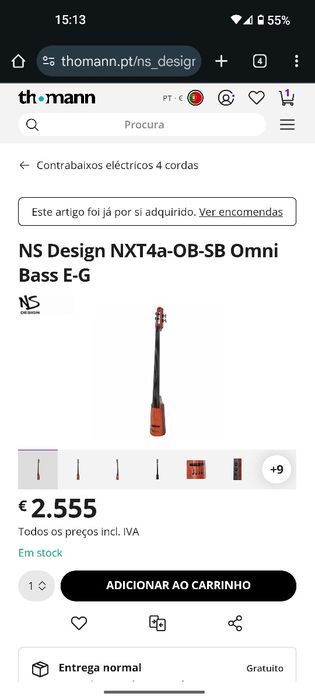Contra Baixo Elétrico-NS Design NXT4a + Tripé (Stand) + Arco em carbon