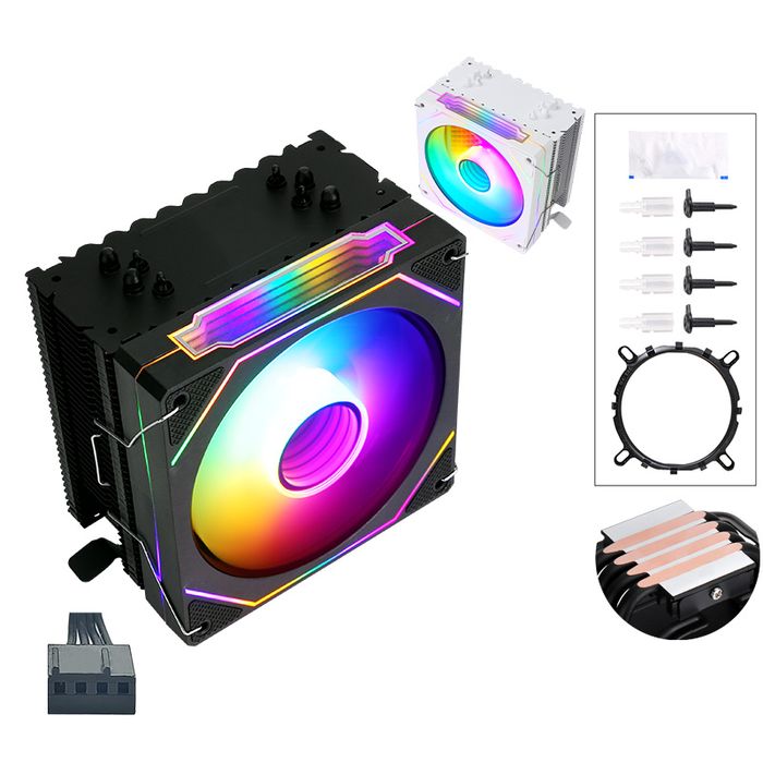 Кулер Башня охолодження процесора QuizAim 4pin PWM RGB 4/6 теплотрубок