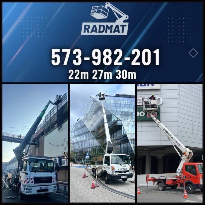 podnośnik koszowy 22m 27m 30m zwyżka zwyżki zwyzki wynajem wycinka