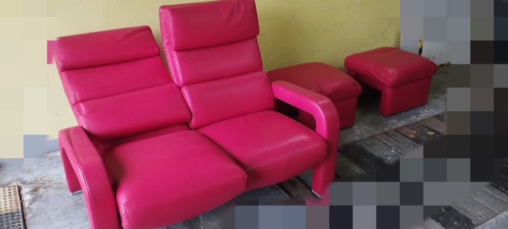 2 kanapy i 2 pufy Kler skóra naturalna