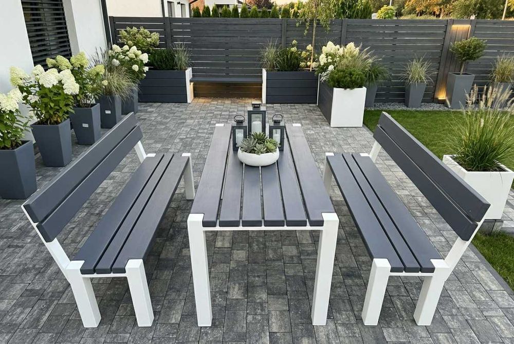 LOFT Meble Ogrodowe Nowoczesne stylowe Szaro Białe jakość PREMIUM