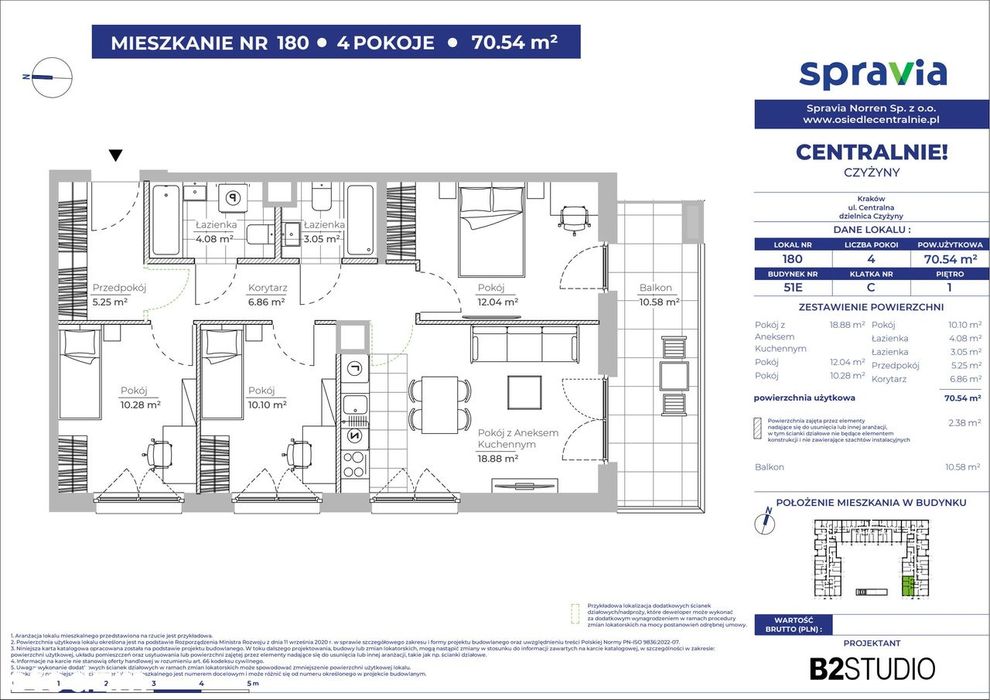 4-pokojowe mieszkanie 70m2 + balkon Bezpośrednio