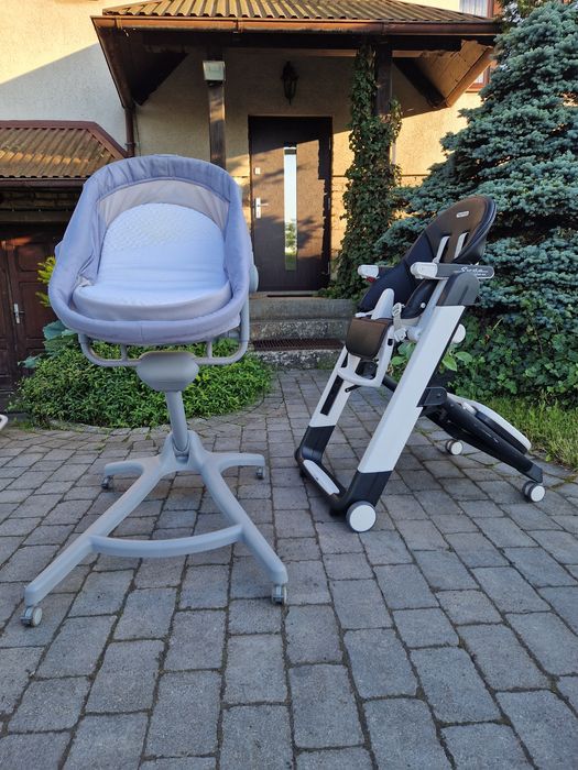 Sprzedam krzesełko peg perego włoskie cena 500zł.  Chicco baby hug  cena  350 zł.  Leżaczek bujaczek  Chicco 100zl.  Odbiór najlepiej osobisty