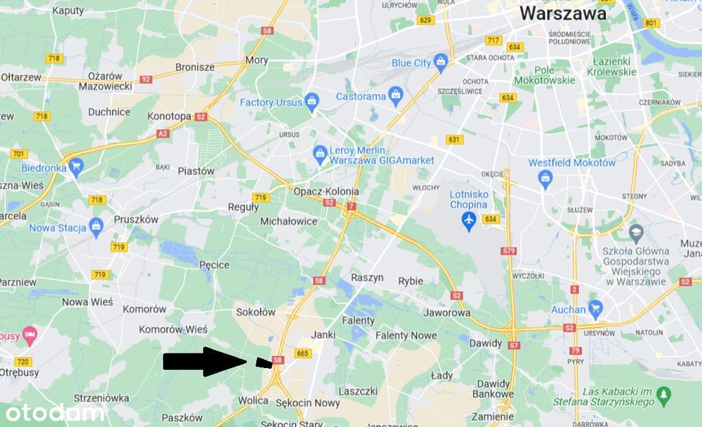 Działka od 3.000 m2 do 3 ha Warszawa/Janki S8, usługi/magazyn/komis