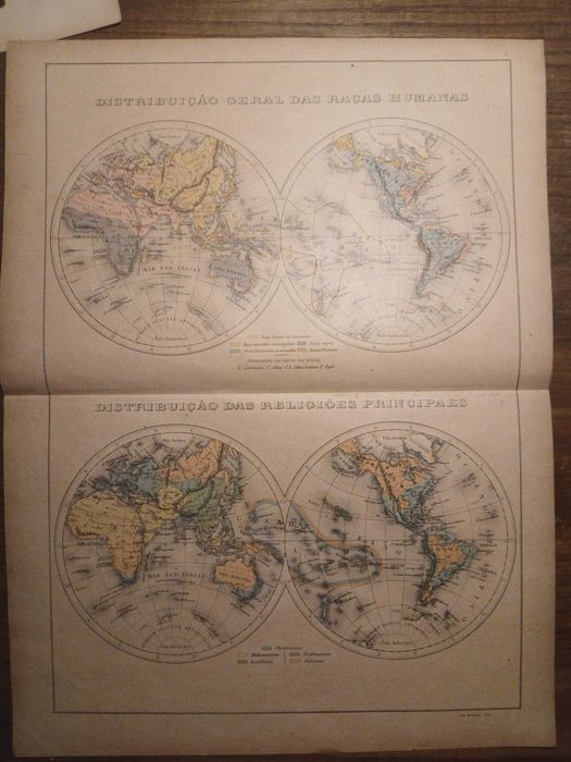Mapa Distribuição das Raças e Religiões Humanas (Final Séc XIX, Início Séc XX)