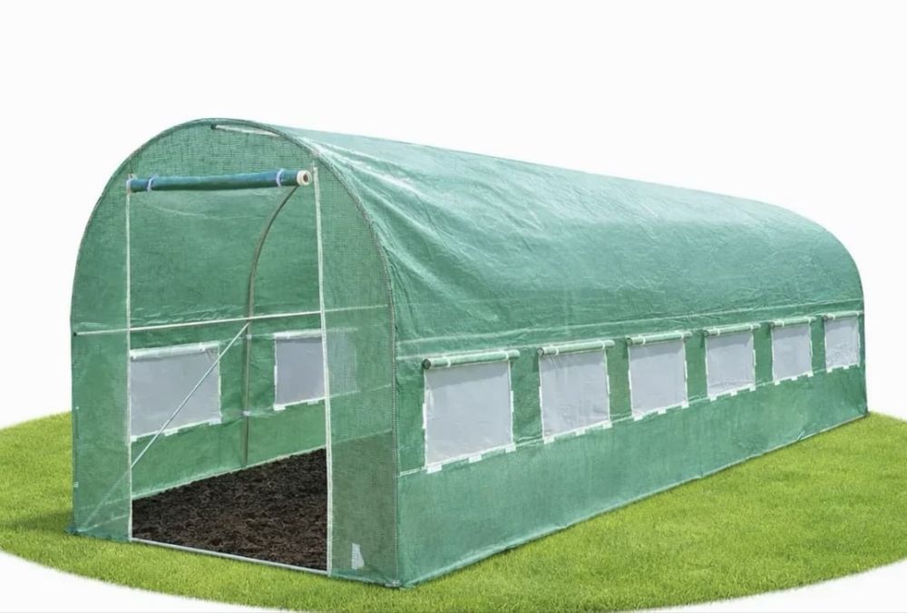Садова теплиця 9 м2  (4,5 × 2 × 2 м)з вікнами, армована плівка Парник