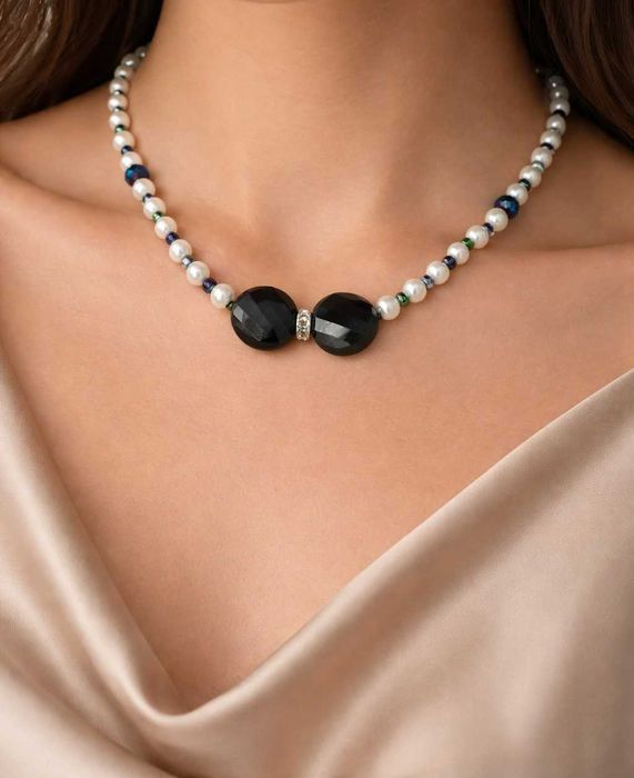 Бижутерия колье Бабочка бусины /  Біжутерія кольє Метелик перли