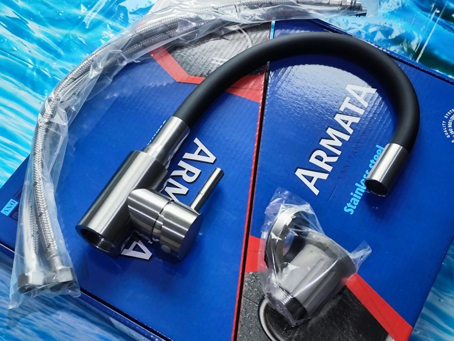 Змішувач для кухні ARMATA SUS 011 REFL black, gray and white