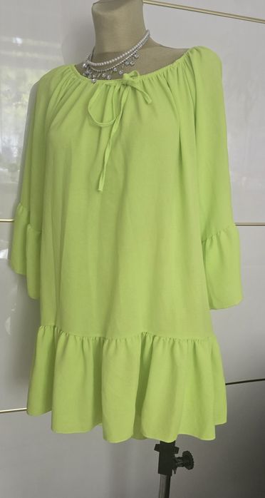 Neonowa tunika hiszpanka seledynowa uni L-XXL