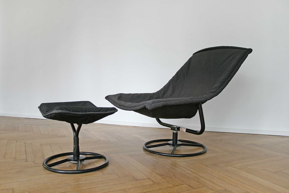 Duński Komplet Vintage Jack Crebolder Kebe Impressa Fotel i Taboret