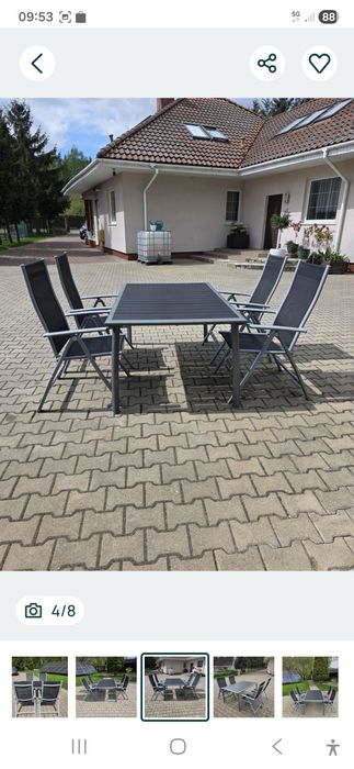 Stół tarasowo ogrodowy + 4 rozkładane krzesła komplet