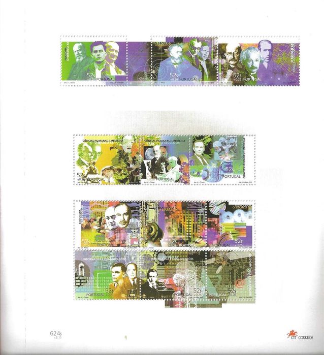 LIVRO O Seculo xx em Selos - brochura + blocos 224 225 e 226 - novos