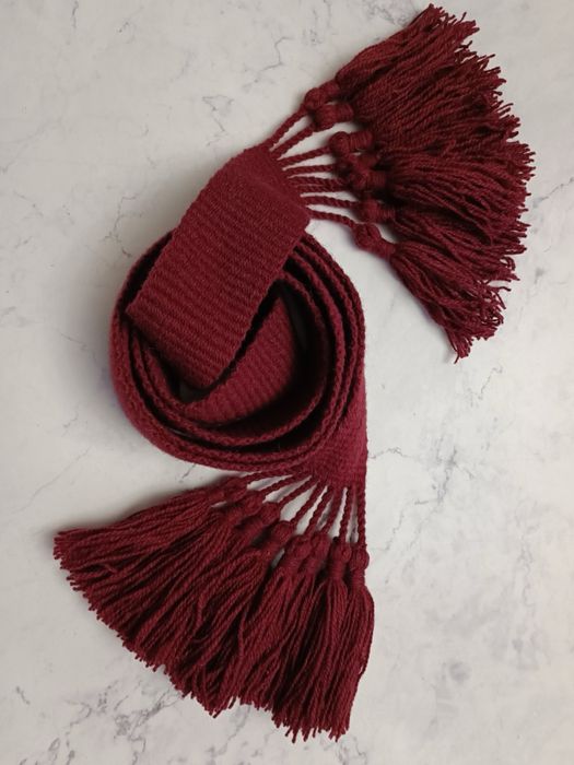 Бордова крайка пояс широкий бордо червоний темний вишневий Вовна