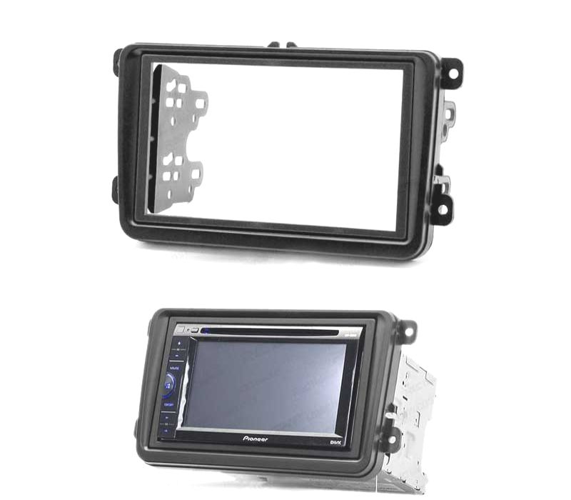 MOLDURA ADAPTADOR PRETO PARA RADIO 2-DIN SEAT ALTEA LEON TOLEDO SKODA FABIA OCTAVIA SUPERB VW TIGUAN GOLF PASSAT POLO.
