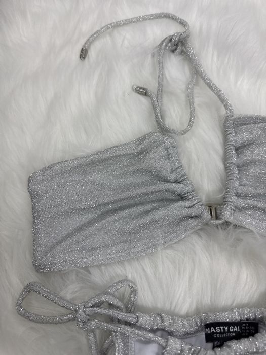 Srebrny dwuczęściowy strój kąpielowy Nasty Gal rozmiar S 36