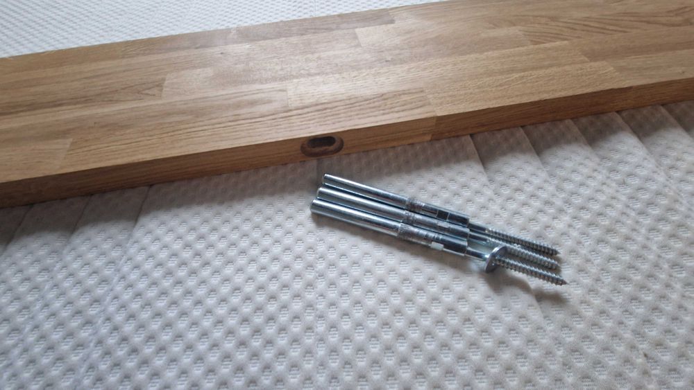 Półka surowe lite drewno 20x120x3cm + kołki