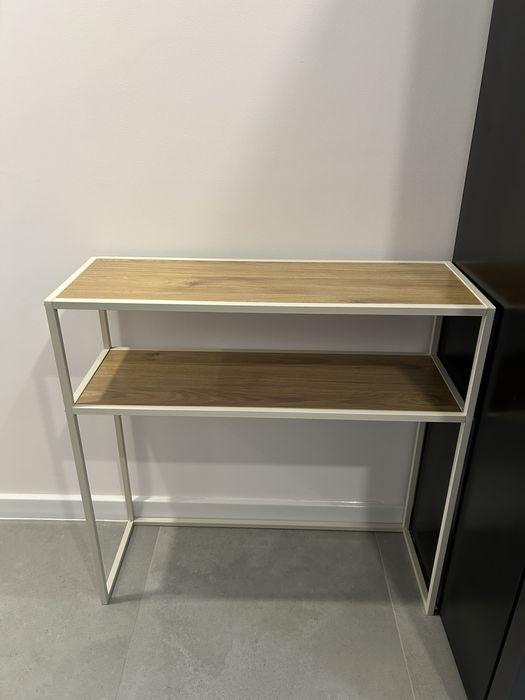 Konsola do przedpokoju podwójna drewniane półki stolik  NOWA