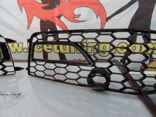 Grelhas faróis nevoeiro Audi A4 B8 12-15 RS LOOK preto piano brilhante (para-choques sline e S4)