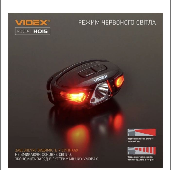 Налобний світлодіодний ліхтар Videx VLF-H015 330Lm 5000K
