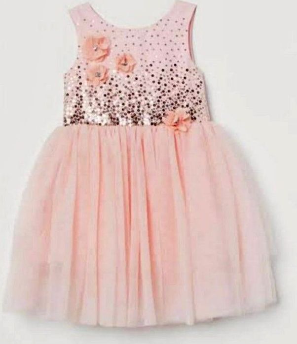 Hm sukienka z tiulem i cekinami i kwiatami 3D NOWA rozmiar 128