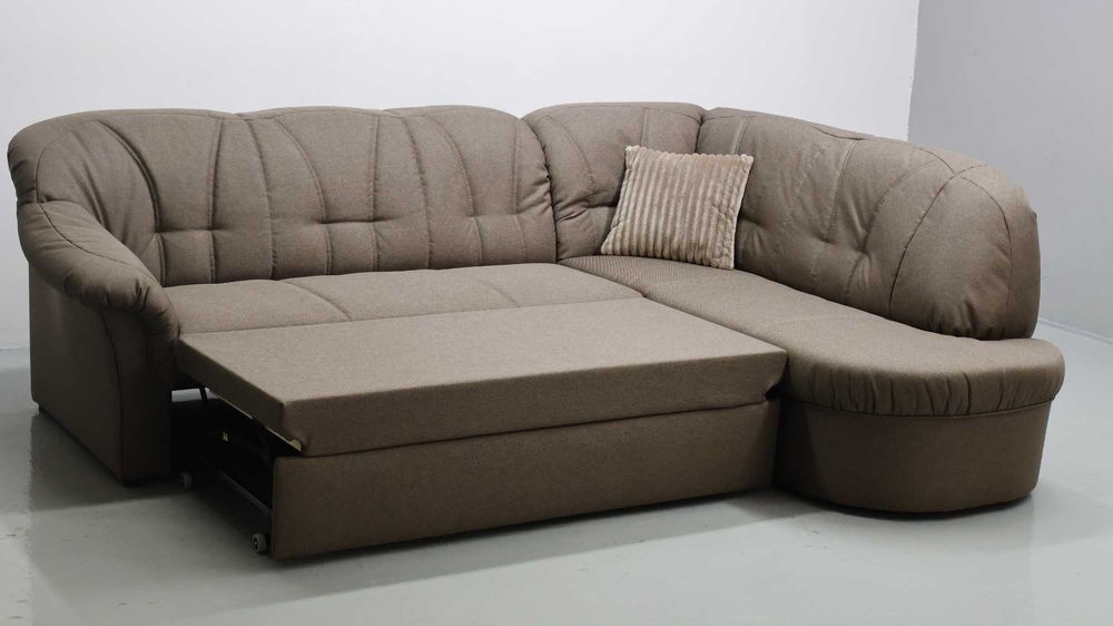 TTM Brązowy narożnik z funkcją spania, rogówka rozkładana, kanapa do salonu, wygodny, old style , sofa