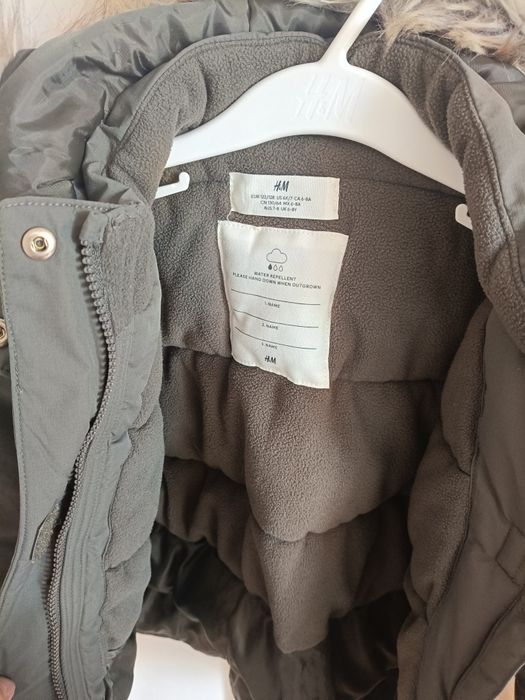 Kurtka parka zimowa khaki ocieplana HM 122/128