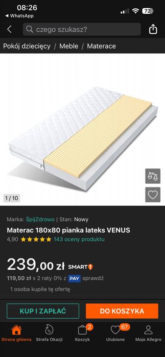 Łóżko 180x80 dziecięce białe