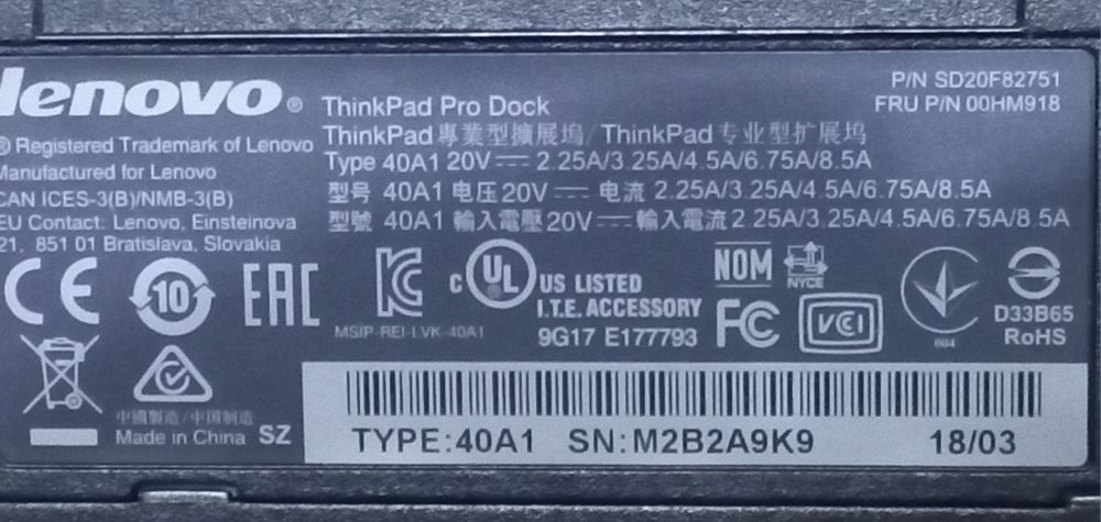 Leonovo dockstation para ThinkPad ProDock