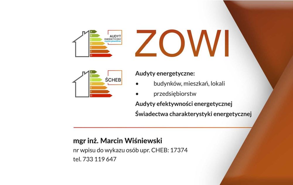AUDYT ENERGETYCZNY już od 1200 zł/ Świadectwo charakt. energ. budynku