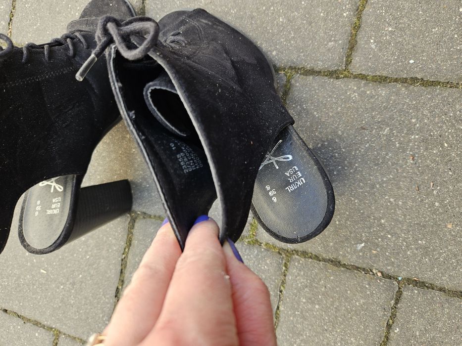 Czarne sandały na słupku buty damskie odkryte palce pięta 39