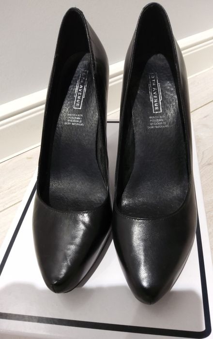 5th Avenue, Skórzane, wysokie szpilki na platformie